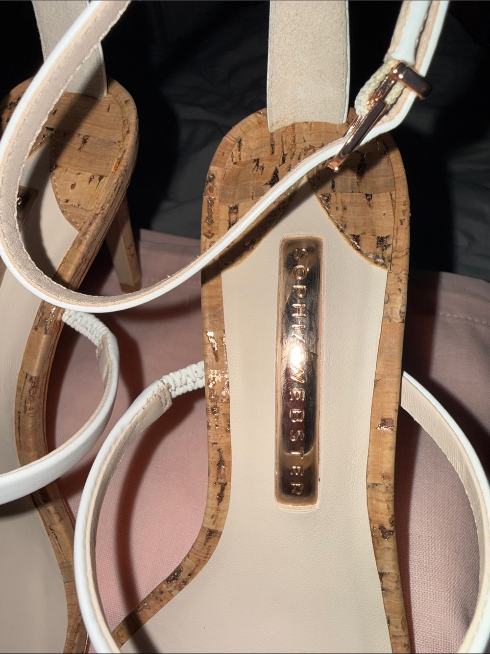 Sophia Webster White Strappy Cork-Heel Sandals - Picture 12 of 13